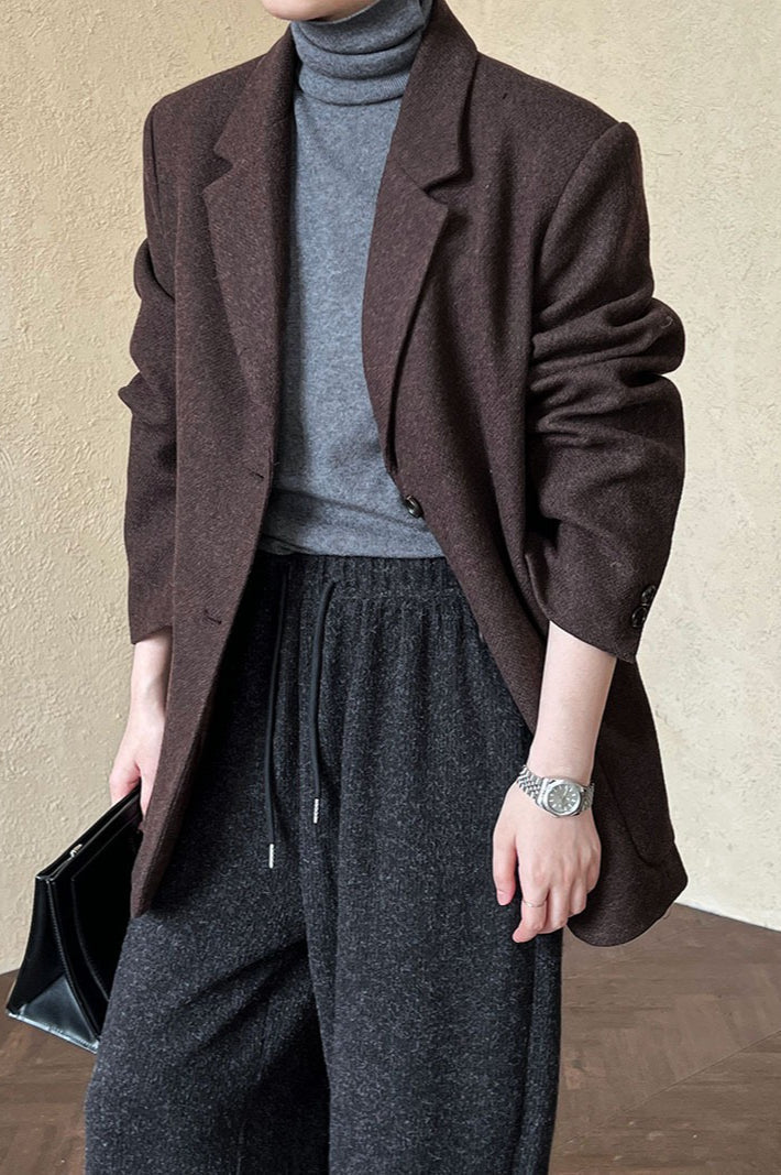Wool Blend Relaxed Fit Blazer