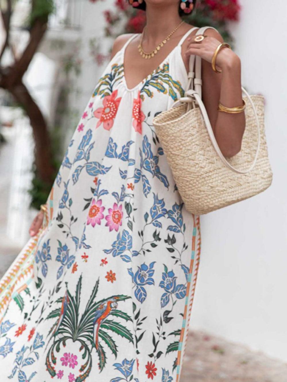 Sling Printed Holiday Loose Plus Size Dress