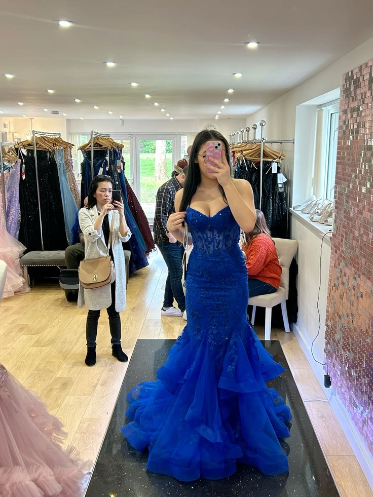 Cute Mermaid Royal Blue Prom Dresses Formal Dresses
