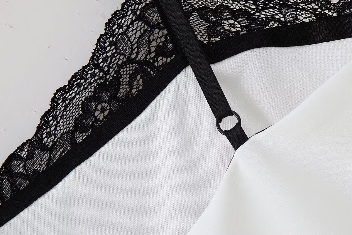 Women Lace Stitching Sexy Slim Fit Suspender Hip Dress
