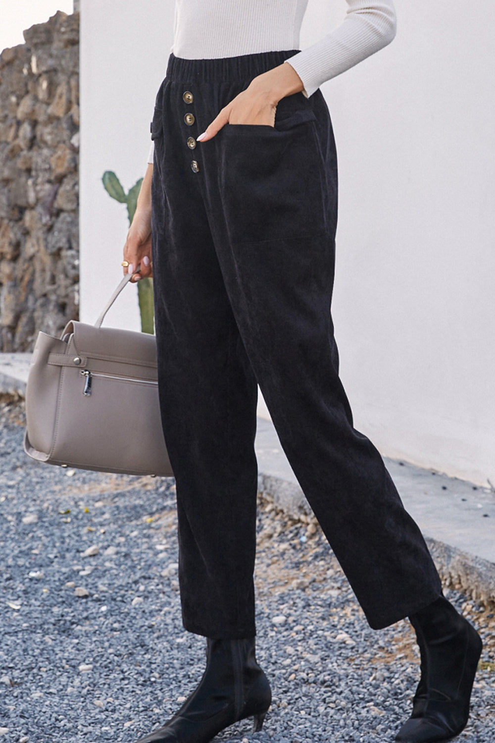 High-rise Buttoned Straight-leg Corduroy Trousers
