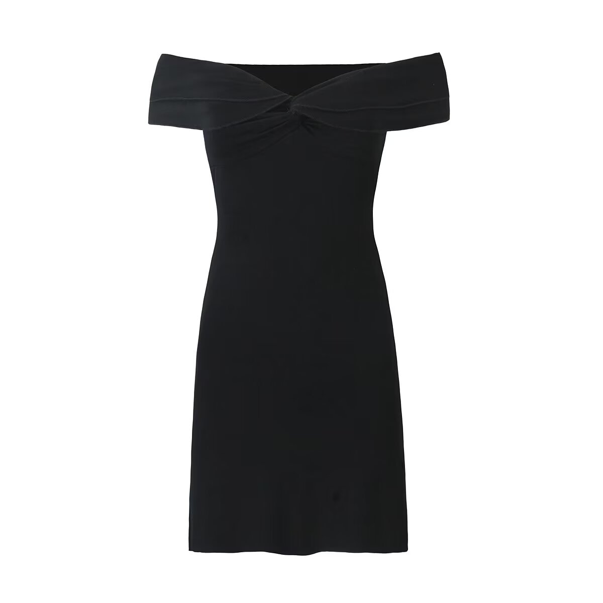 Off Shoulder Ruffle Trim Twist Front Lettuce Hem Bodycon Mini Dress 5
