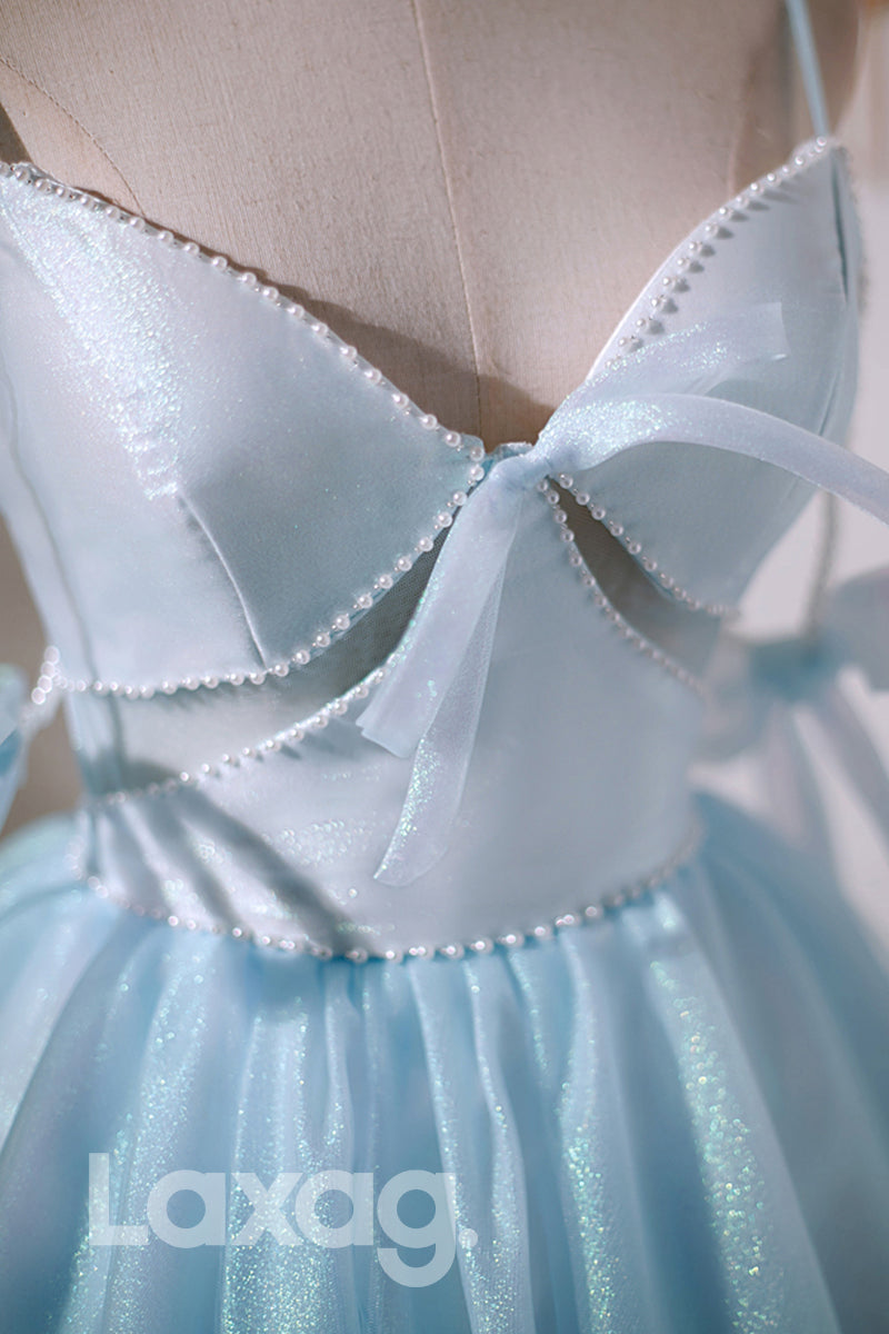 12185 - Spaghetti Straps V-Neck Cute Homecoming Dress