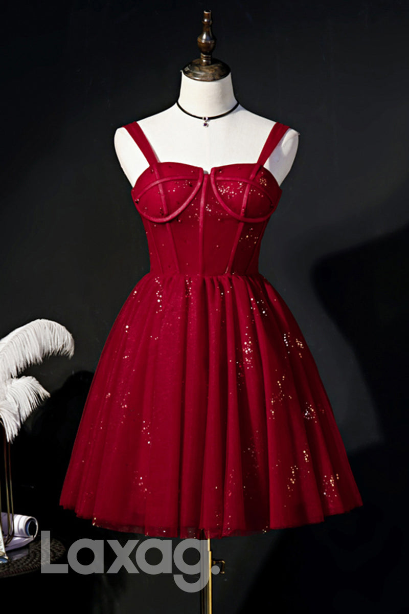 Double Straps Sparkly Short Homecoming Dress