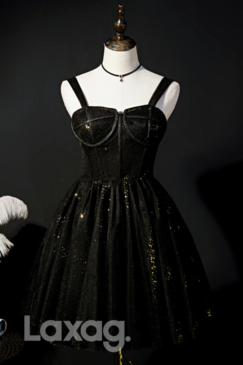 Double Straps Sparkly Short Homecoming Dress