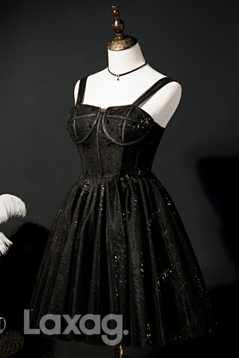 Double Straps Sparkly Short Homecoming Dress