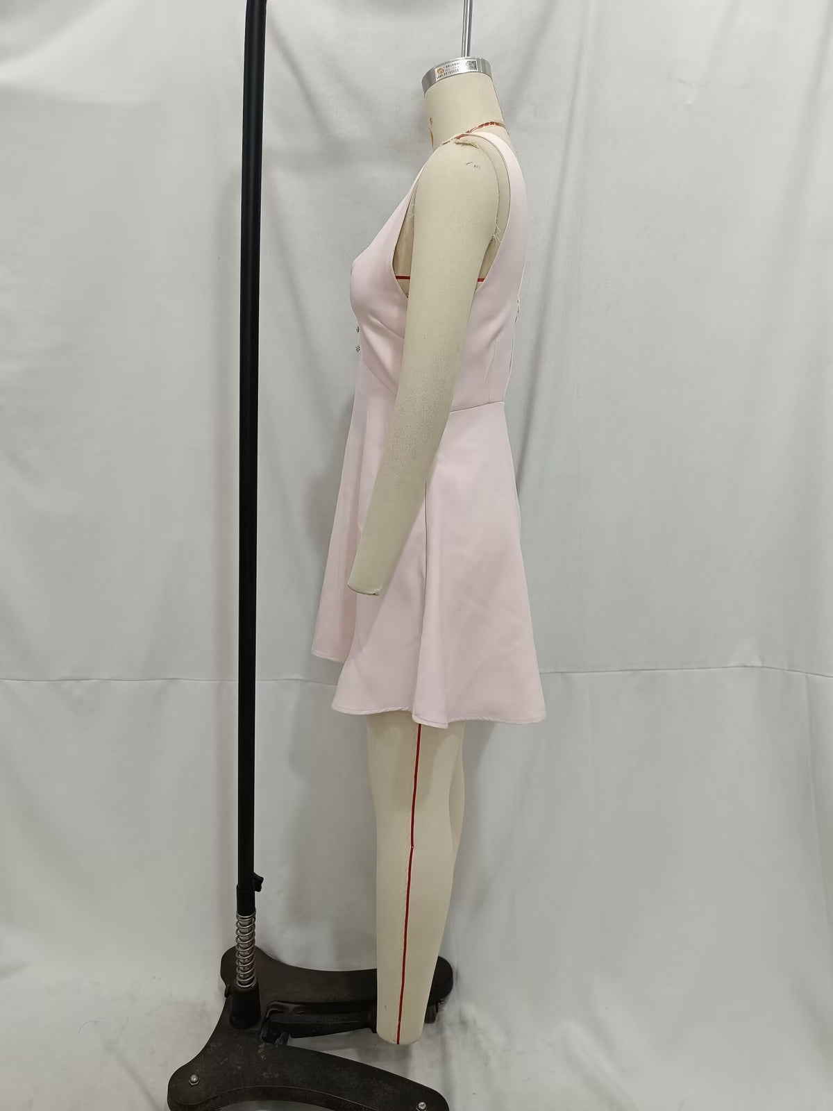 Deep V-Neck Sleeveless Jewel Button A-Line Mini Dress 3