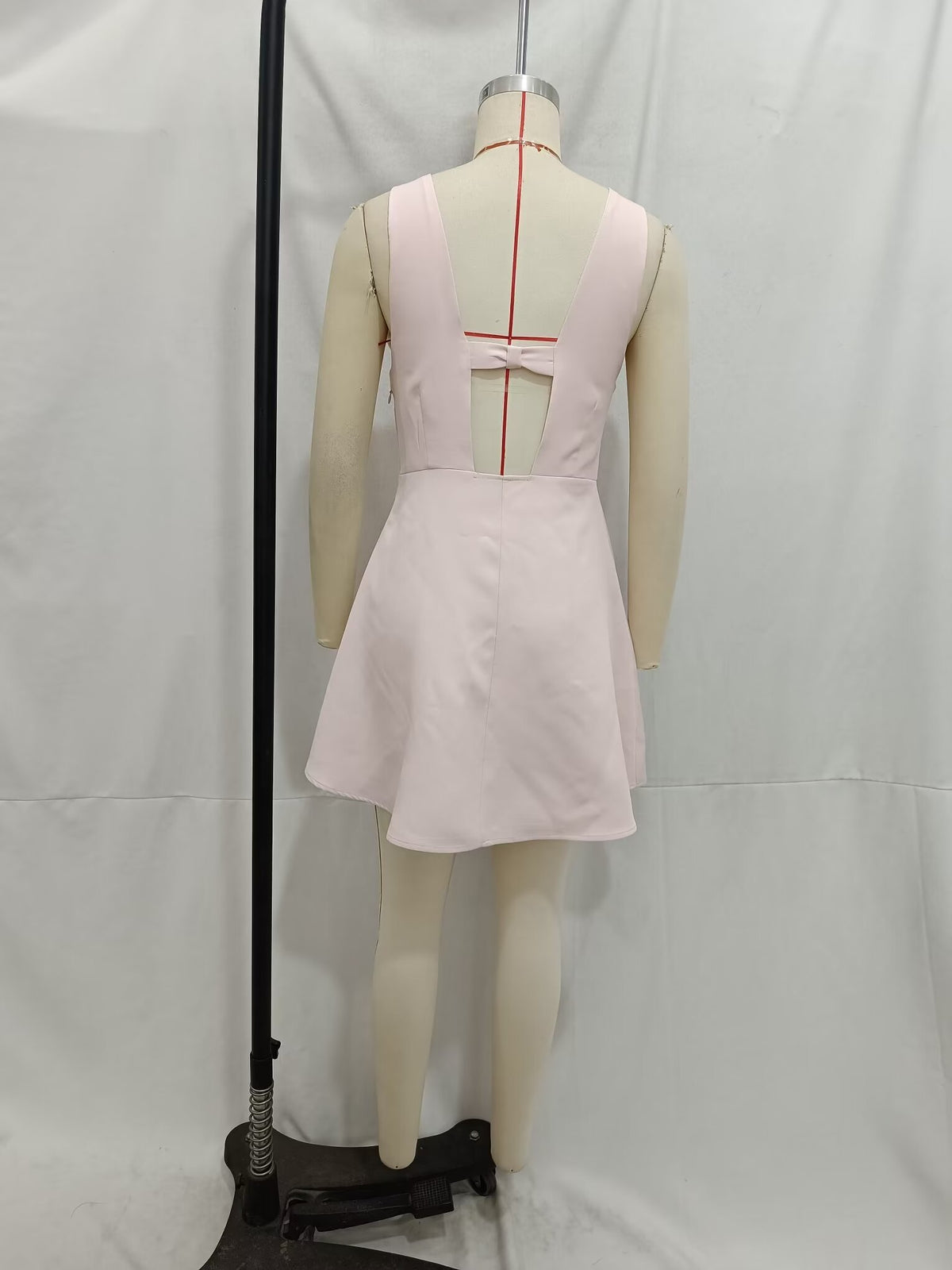 Deep V-Neck Sleeveless Jewel Button A-Line Mini Dress 5
