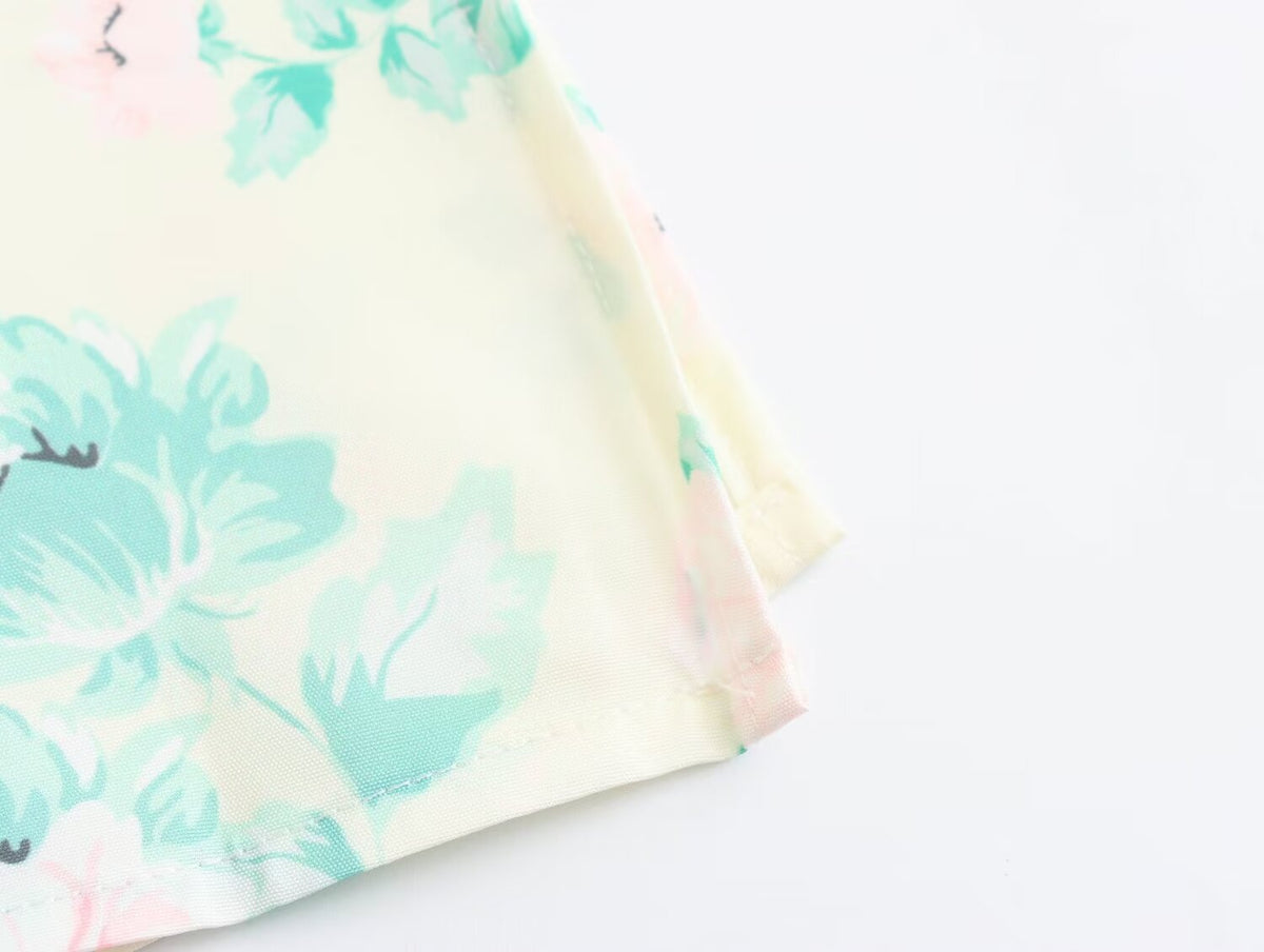 Floral Print V-Neck Flutter Sleeve Empire Waist Midi Dress 9
