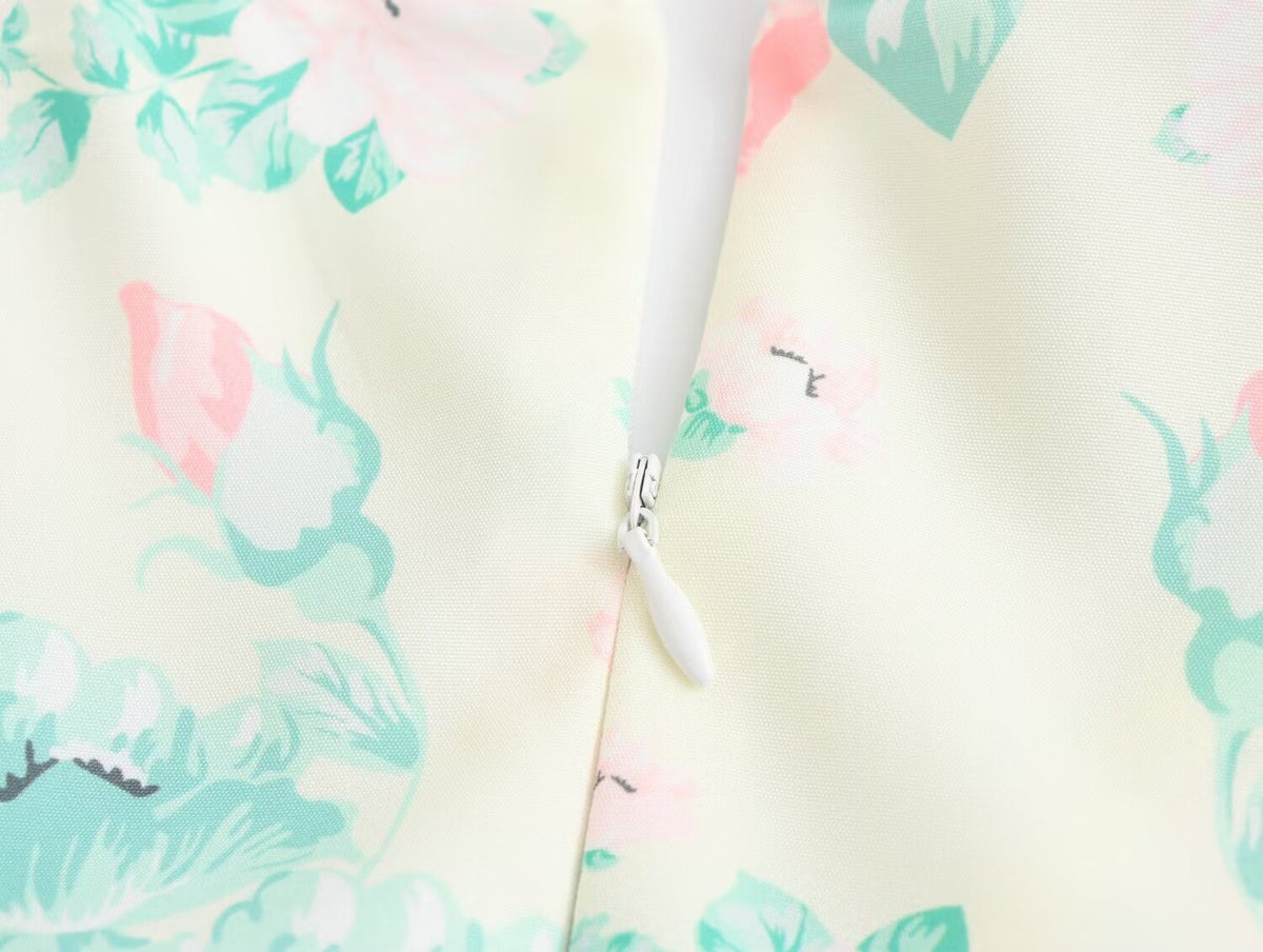 Floral Print V-Neck Flutter Sleeve Empire Waist Midi Dress 13