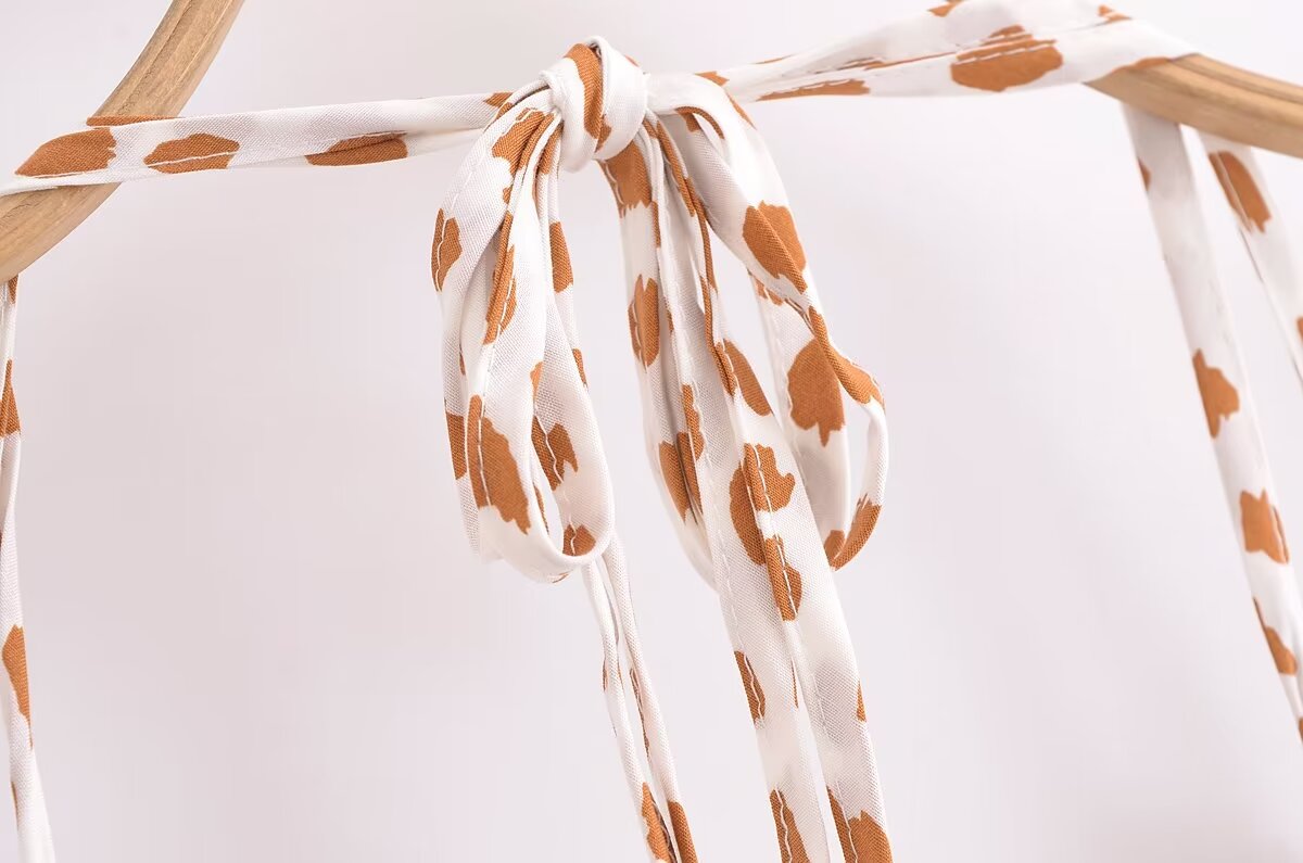 Animal Print Halter Neck Deep V-Neck Tiered Backless Mini Dress 12