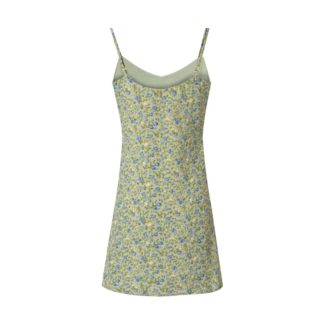 Ditsy Floral V-Neck Spaghetti Strap A-Line Mini Slip Dress 2