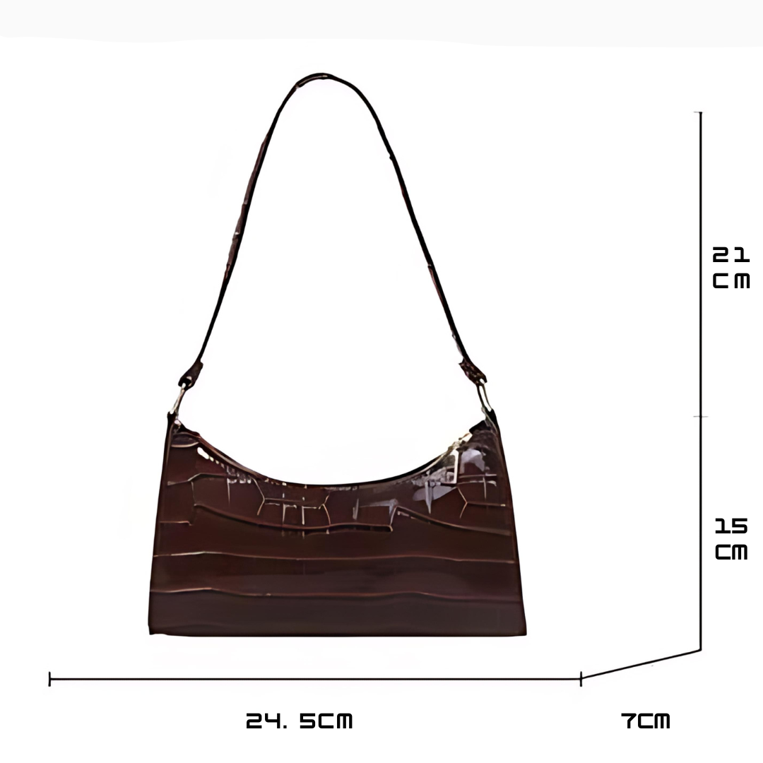 Croc Embossed Patent Baguette Shoulder Bag