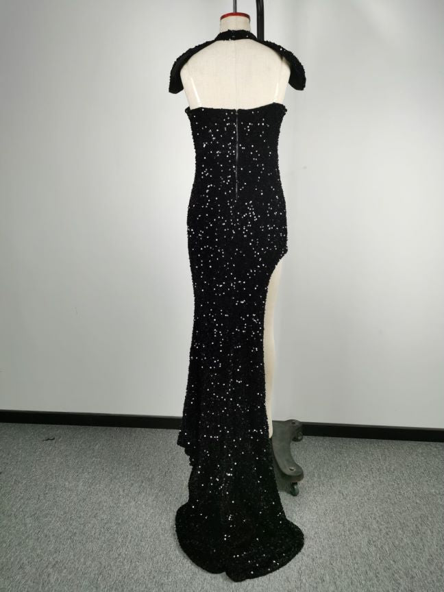 Sequined Tube Top Banquet Dress Hip Wrapped Evening Dress
