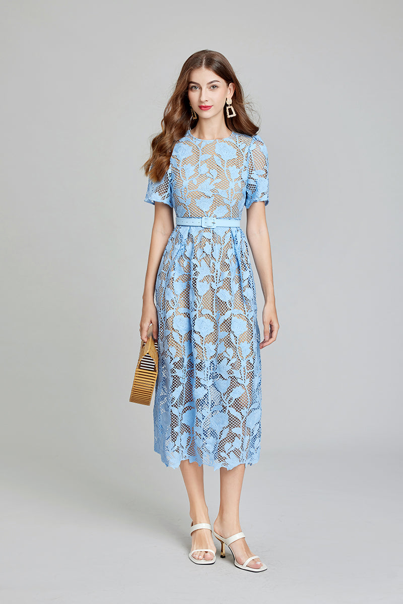 Solid Lace Daily Graceful A Line Maxi Dress