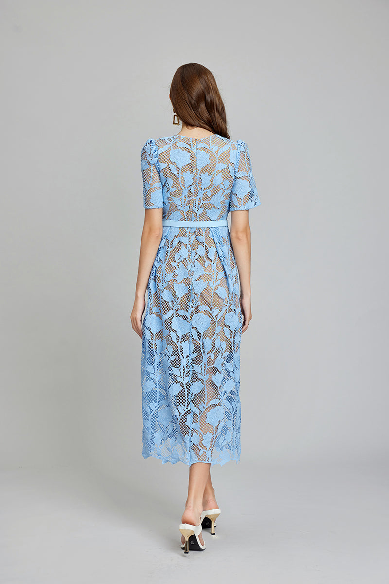 Solid Lace Daily Graceful A Line Maxi Dress