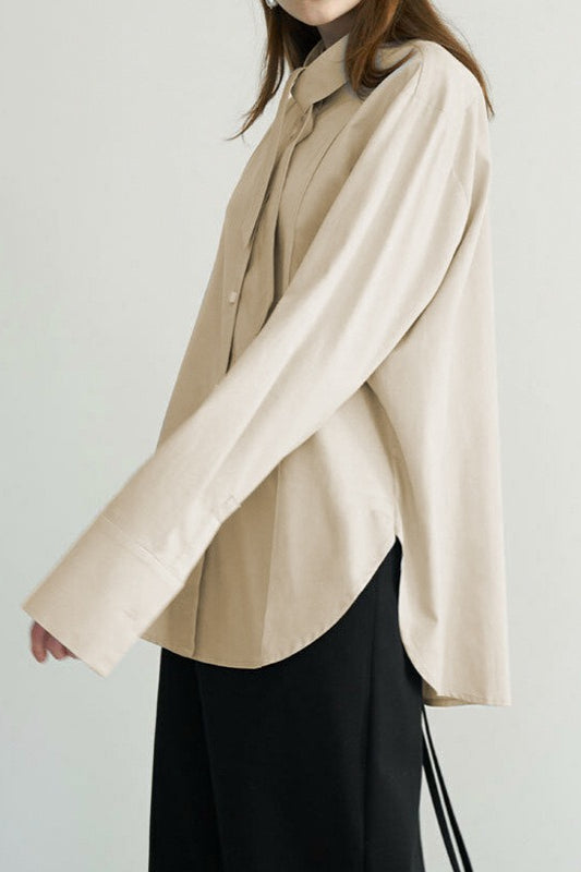 Tie Neck Stand Collar Long Sleeve Split Cuff Button Front Blouse 7
