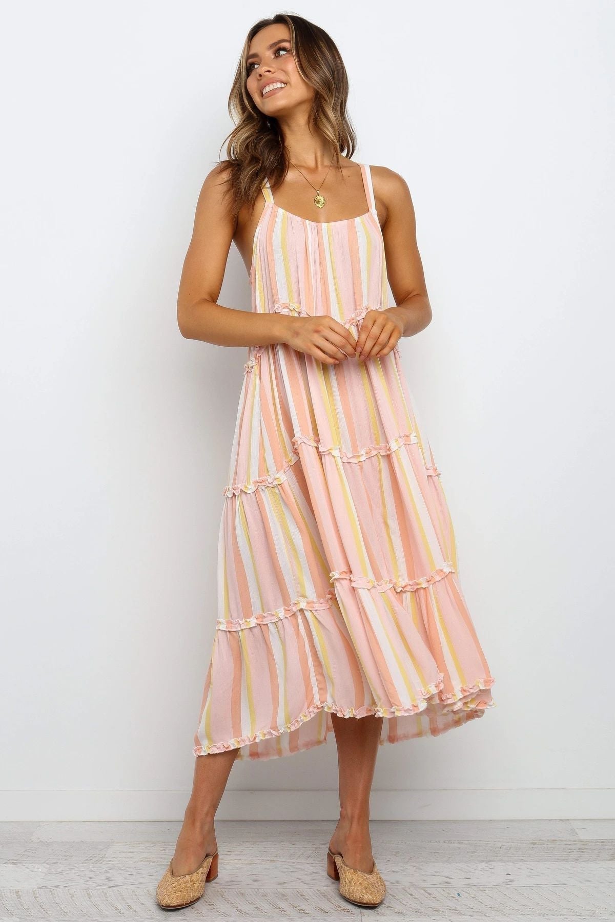 Copeland Smocked Tiered Tassel Maxi Dress FINAL