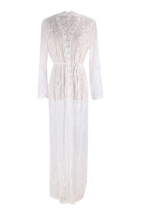 Lace See Though Long Sleeve Cardigan