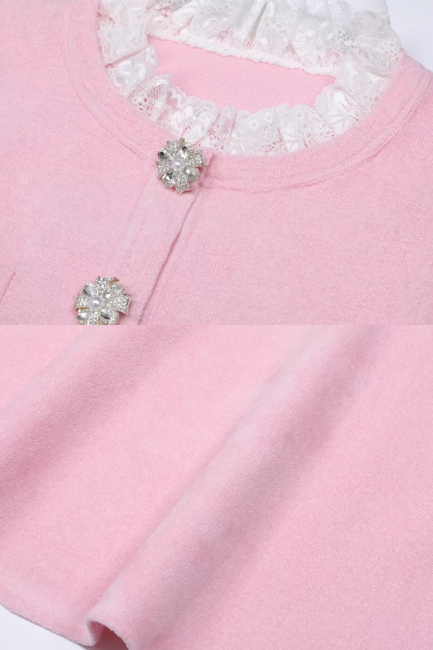 Short Sleeve Co-Ord With Peplum Waist And Crystal Button Belt - Blush Pink