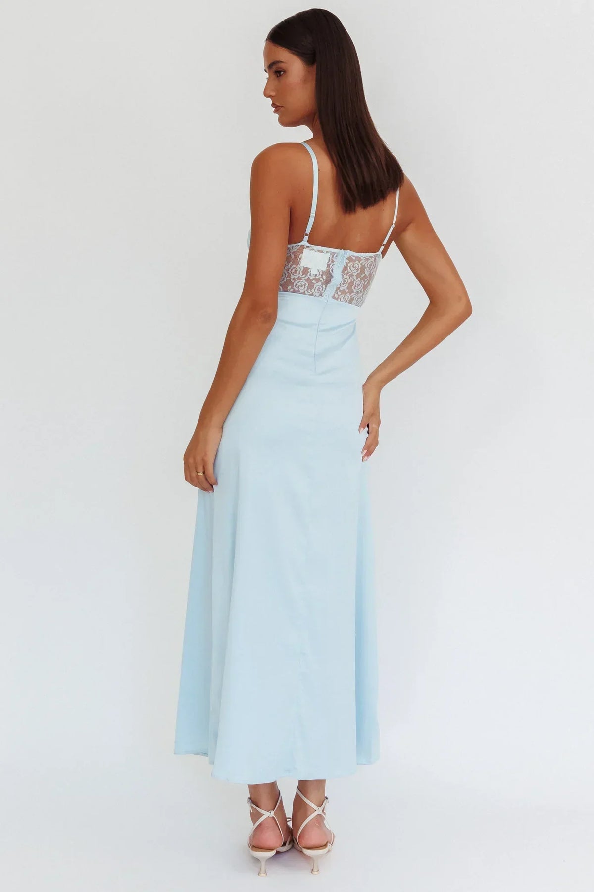Wyatt Lace Twish Bust Maxi Dress Baby Blue