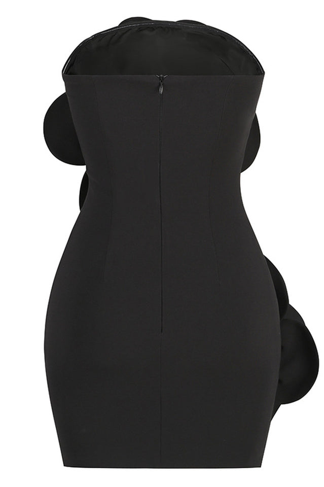 3D Floral Strapless Bodycon Mini Dress