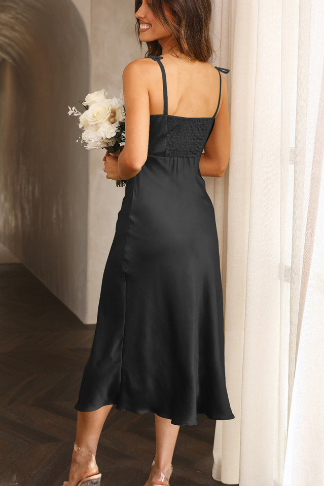 High-Waist Satin Dress