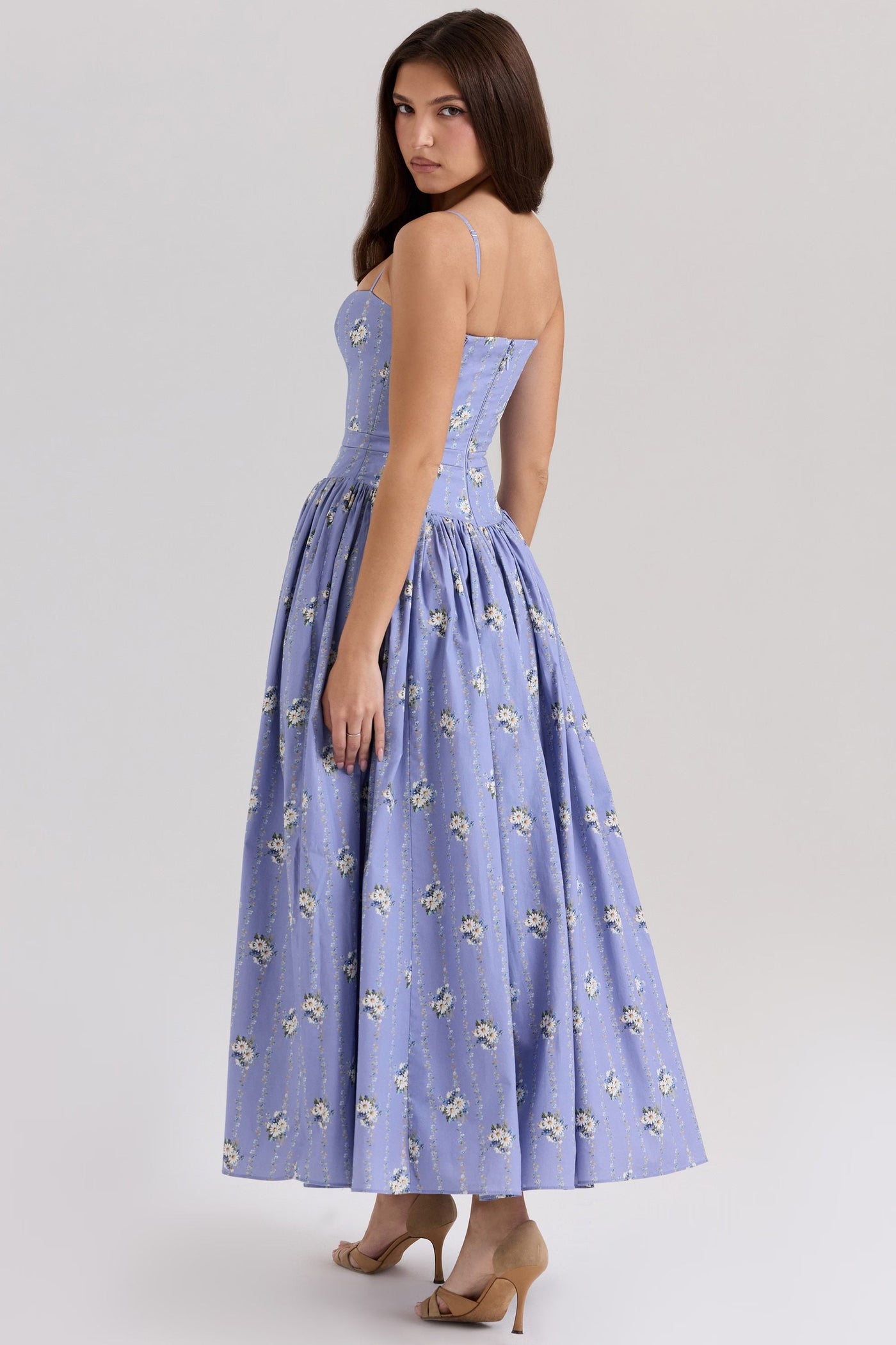 Floral Spaghetti Strap Corset Maxi Dress 22