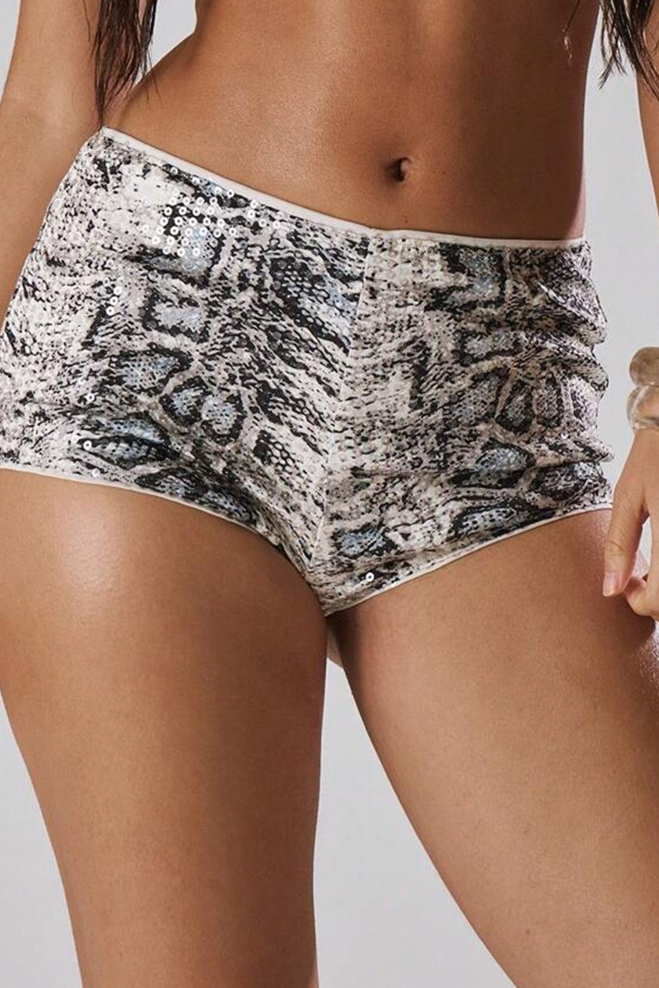 Vintage Reptile Embellished Bodycon Shorts