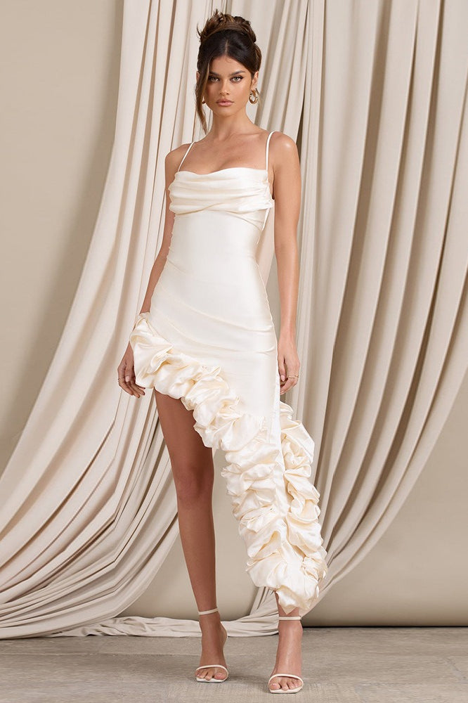 Ruffle Hem Asymmetric Reception Dress