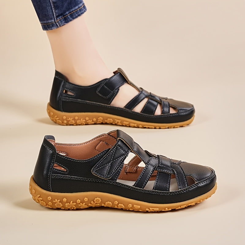 Closed Toe Cut Out Hook and Loop Fisherman Sandals