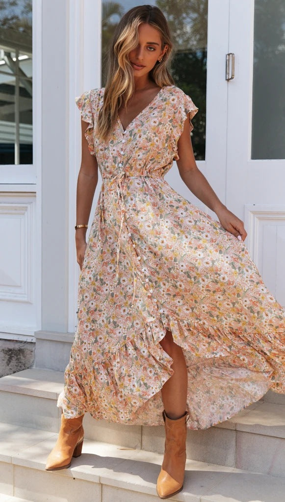 Parks Floral Tassel Maxi Dress Ivory Multi