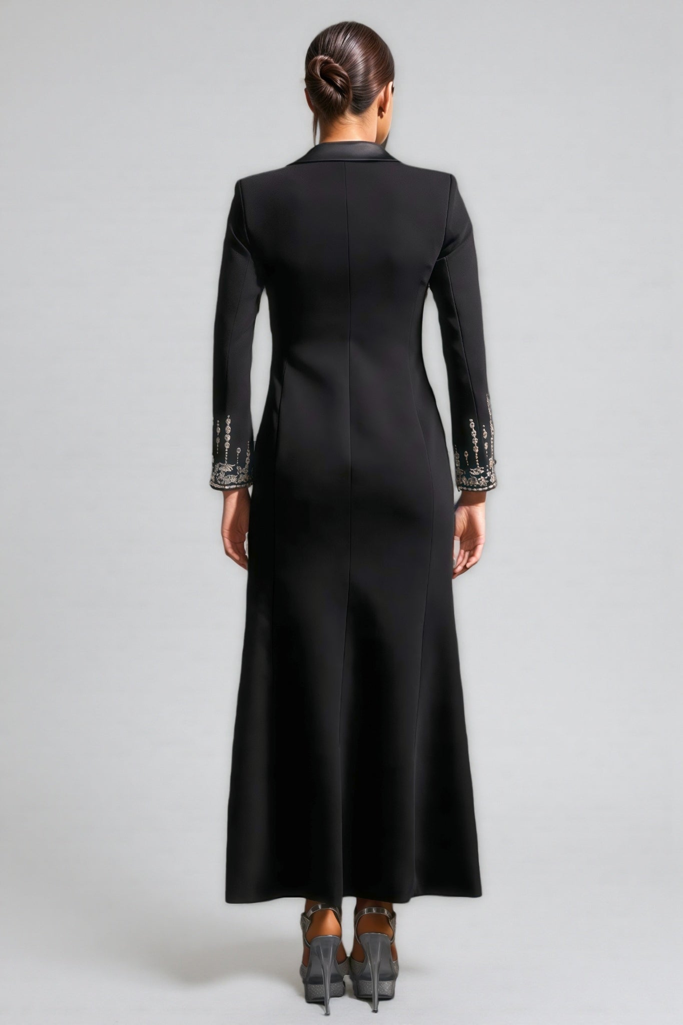 Zeno Deep-V Diamond Suit High Slit Maxi Dress - View 5
