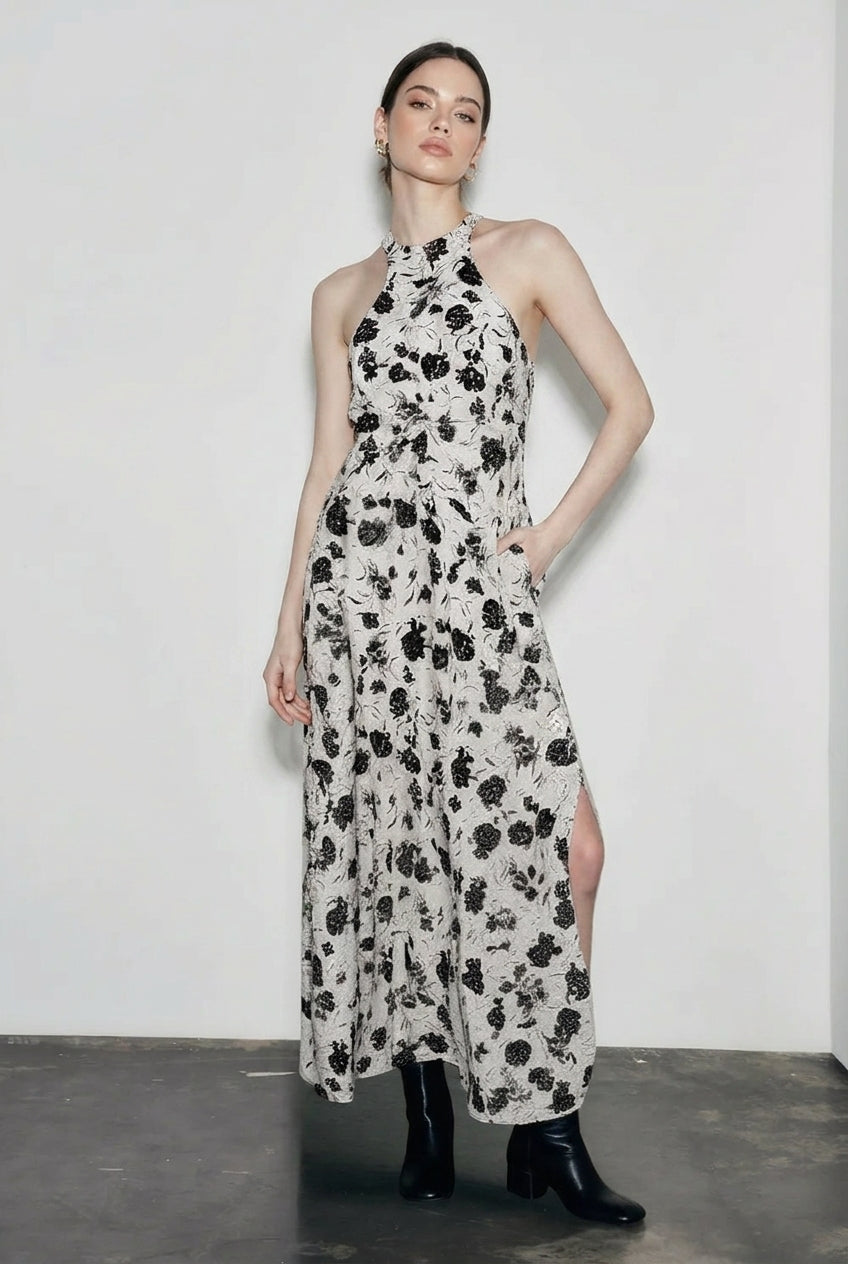 Halter-Neck High-Neck Dress