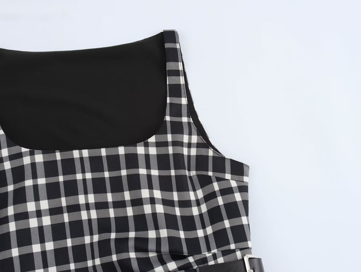 Women Clothing Autumn Winter Street Design Plaid Velvet Dress