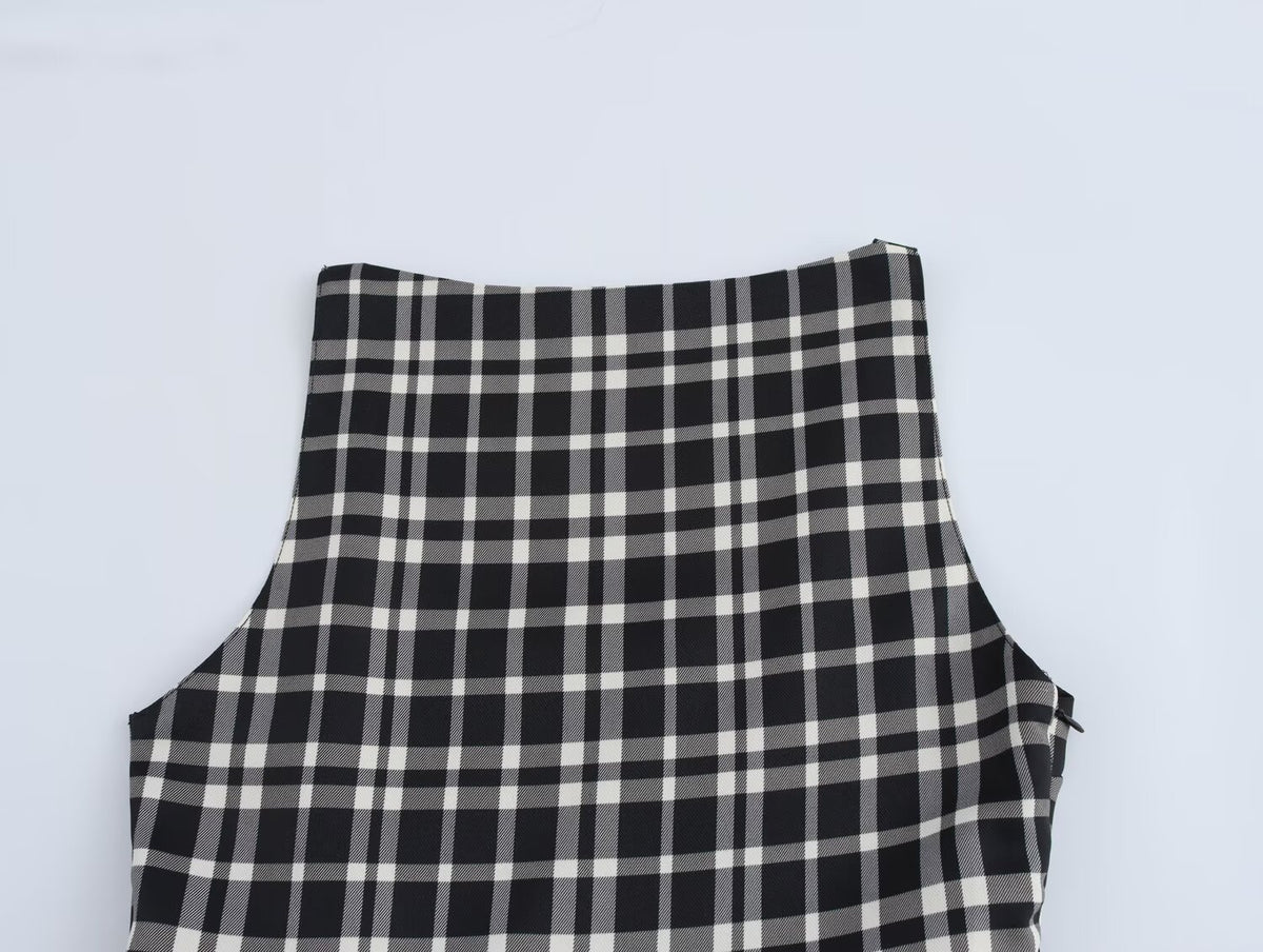 Women Clothing Autumn Winter Street Design Plaid Velvet Dress