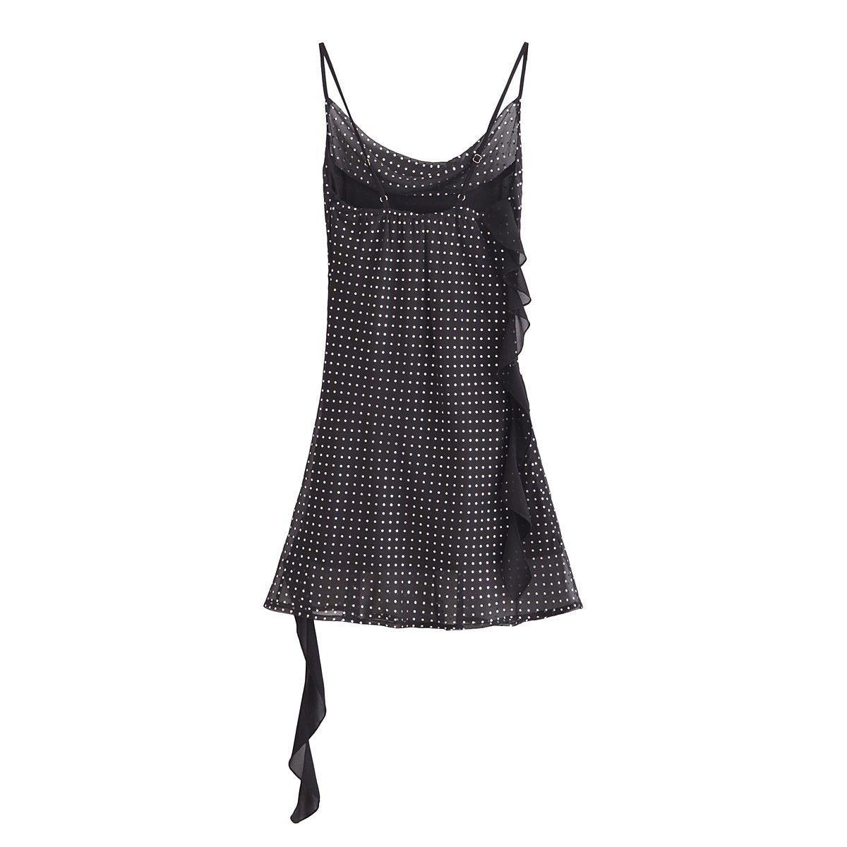 Rhinestone Embellished Cowl Neck Cami Ruffle Trim Mini Dress 3