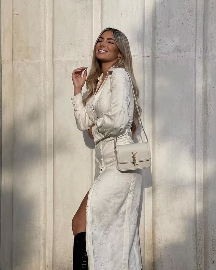 Satin Jacquard Long Sleeve Collared Button Down Ruched High Split Maxi Dress