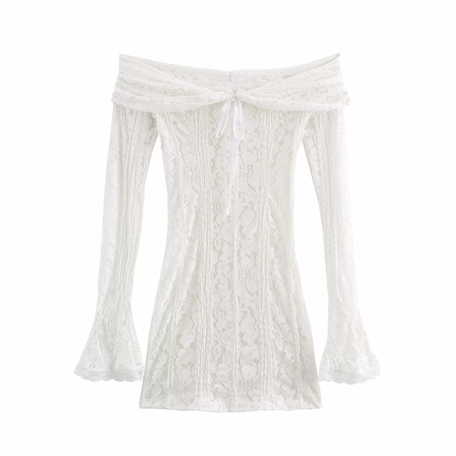 Spring Women Clothing off Shoulder Tube Top Lace Short Dress - View 2