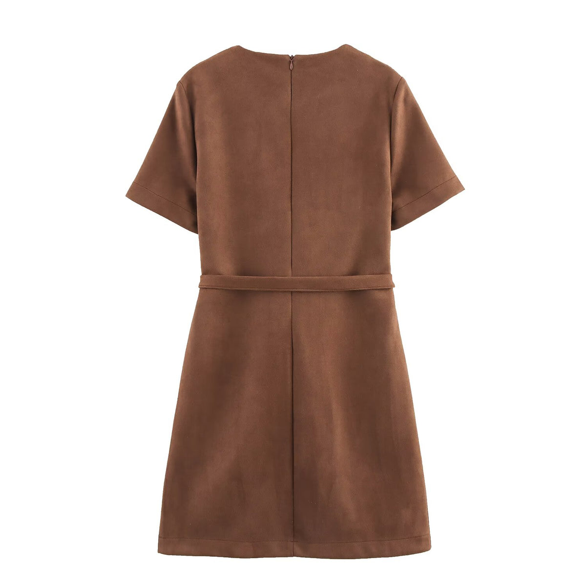 Women Clothing Belt Flannel Texture Dress