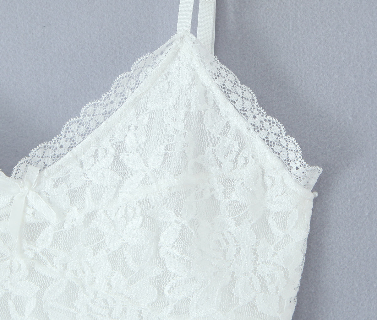Sheer Lace Spaghetti Strap Scalloped Trim Bodycon Mini Dress 5