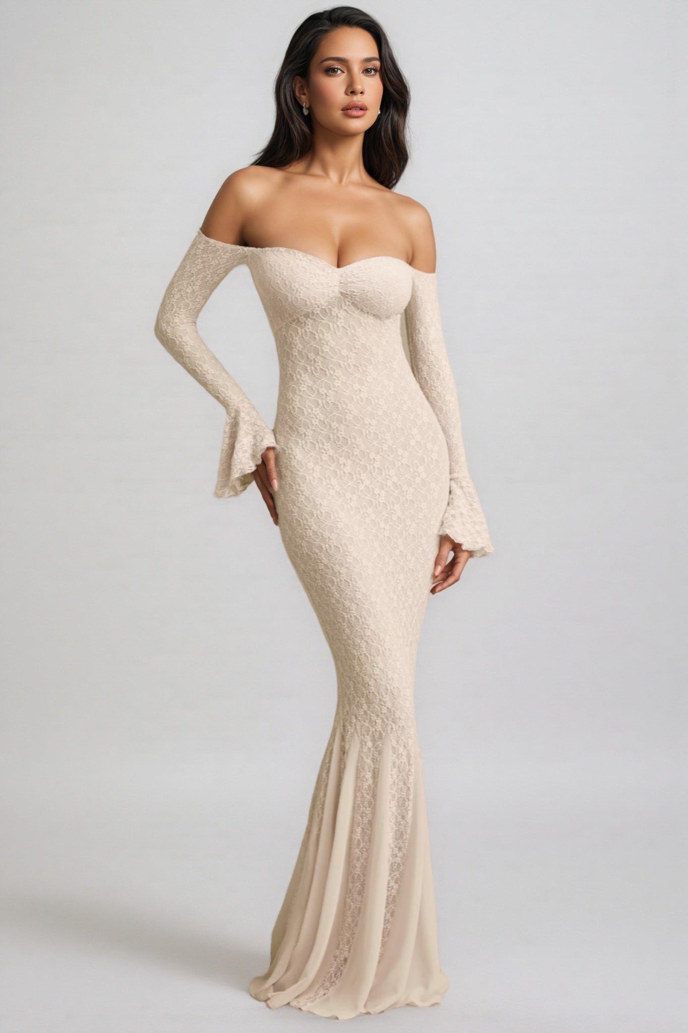 Kaeln Off-Shoulder Ruffle Lace Maxi Dress - View 2