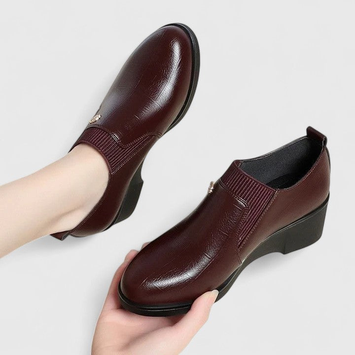 Pointed Toe Slip On Wedge Heel Ankle Shoes