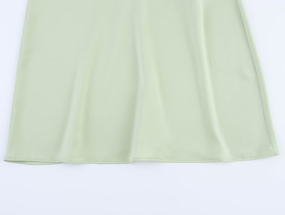 Satin Sweetheart Neck Ruched Bust Spaghetti Strap Midi Slip Dress 9