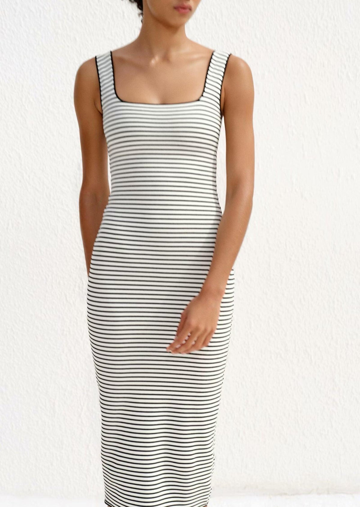 Women Clothing Women Stretch Square Collar Dress