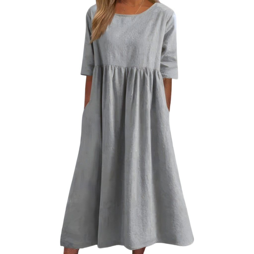 Rica – Flattering Dress for Everyday Wear Light Gray