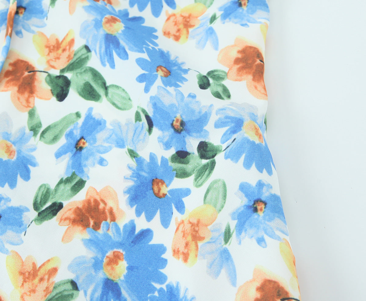 Floral Print Tie Front Spaghetti Strap V-Neck Mini Slip Dress 6