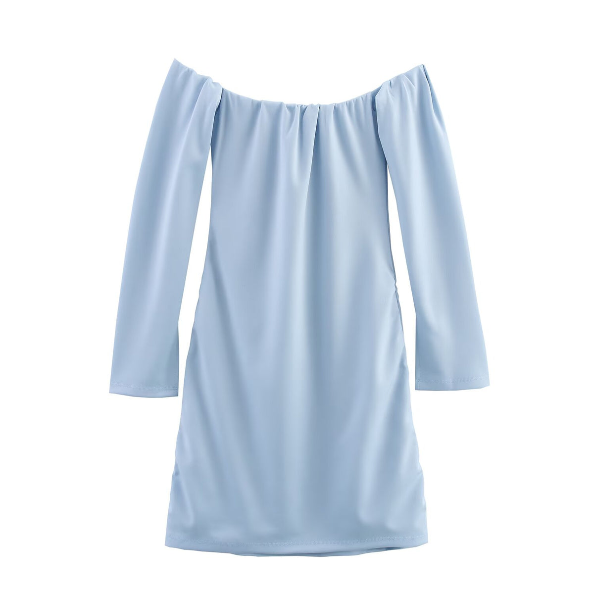 Off Shoulder Long Sleeve Side Ruched Bodycon Mini Dress 3