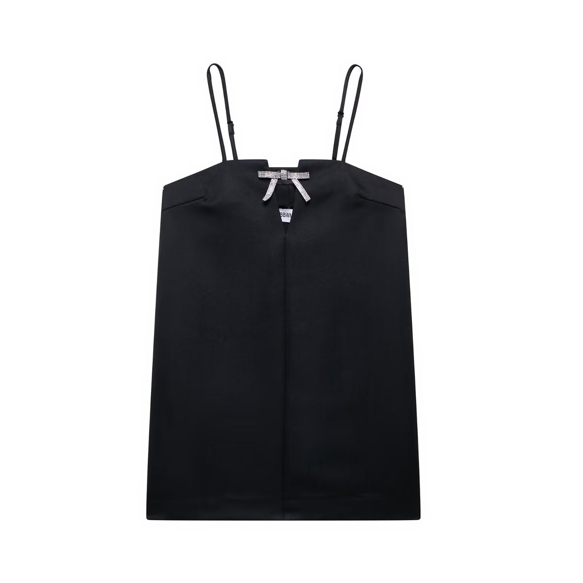 Satin Rhinestone Bow Keyhole Spaghetti Strap Mini Dress 2
