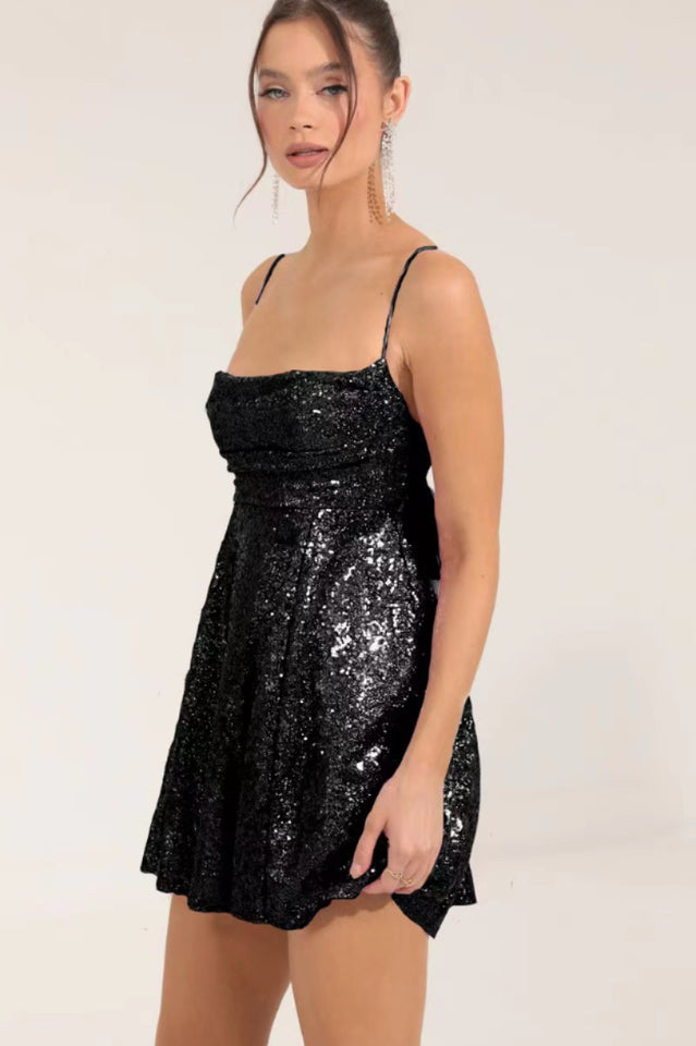 Sequin Strapless Bodycon Mini Dress in Lilac - View 6